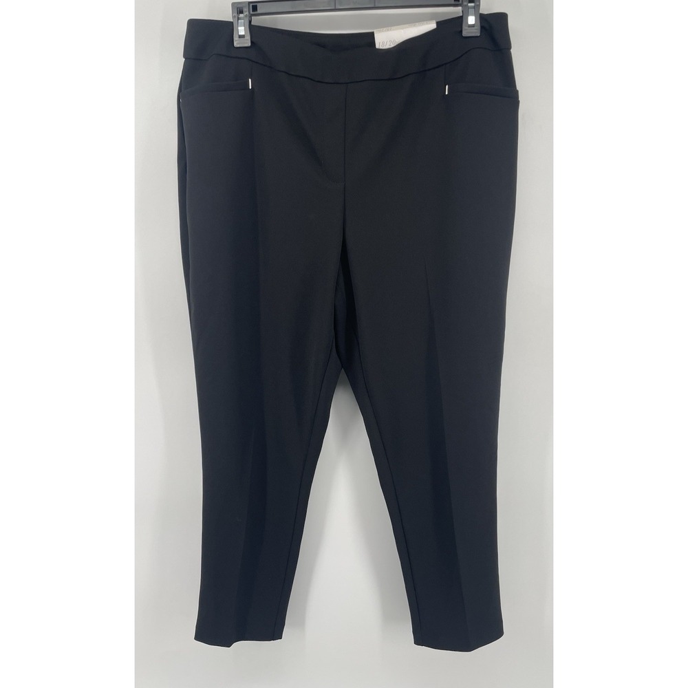 Cato Slim Leg Pants 18/20W Blk Mid-Rise Stretch Trousers Office Wear Modern NWT